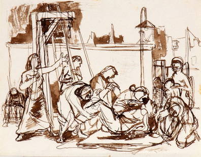 MIRKO BASALDELLA (Udine 1910-Cambridge (USA) 1969), La deposizione: MIRKO BASALDELLA (Udine 1910-Cambridge (USA) 1969)La deposizioneWatercoloured ink on paper22,3 x 28 cmOn the back: Mirko Basaldella signature and statement of authenticity by Afro Basaldella dated 197