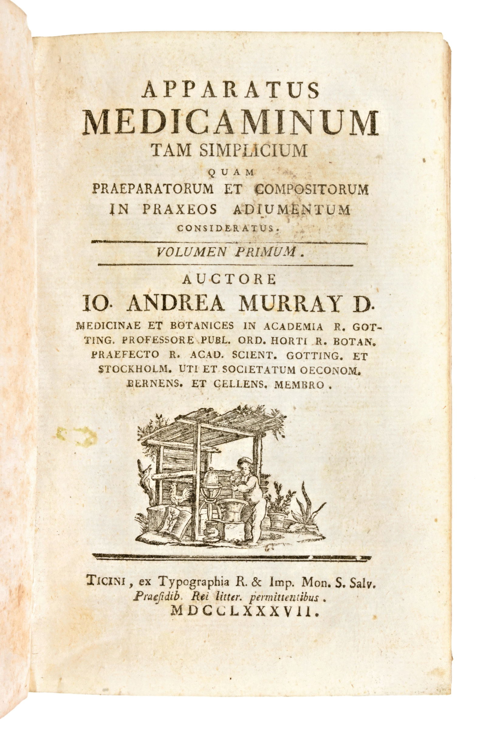 [Medicina/Farmacopea] Murray, Johan Anders : Apparatus medicaminum tam simplicium. Prima edizione, (1 of 1)