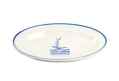 GIO PONTI (Milano 1891 - 1979) Ovale plate with sailing boat (1 of 2)