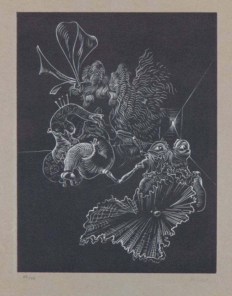 HANS BELLMER (Katowice 1902 - Parigi 1975) , La domande en mariage 1972: HANS BELLMER(Katowice 1902 - Parigi 1975) La domande en mariage 1972 Lithograph on paper 65 x 51 cm (sheet) / 36 x 28 cm (plate) Edition bottom left: 62/100, signed bottom right: Bellmer Excellent con