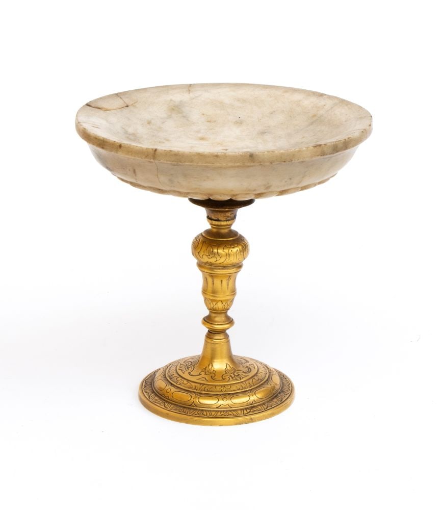 Pedestal in gilded bronze and white marble Italy, 20th century (1 of 4)