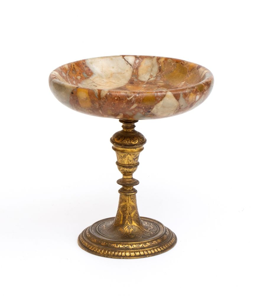 Bronze and polychrome breccia marble stand Italy, 19th century (1 of 4)