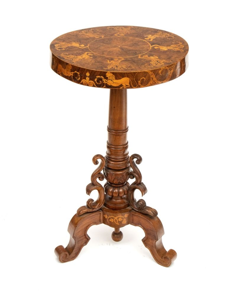 Round inlaid occasional table Emilia, 19th century (1 of 8)