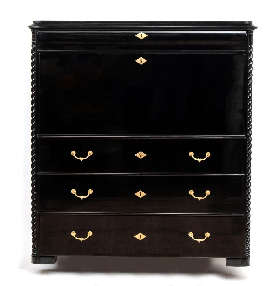 Biedermeier secretary desk black lacquered    Sweden, 19th century (1 of 13)