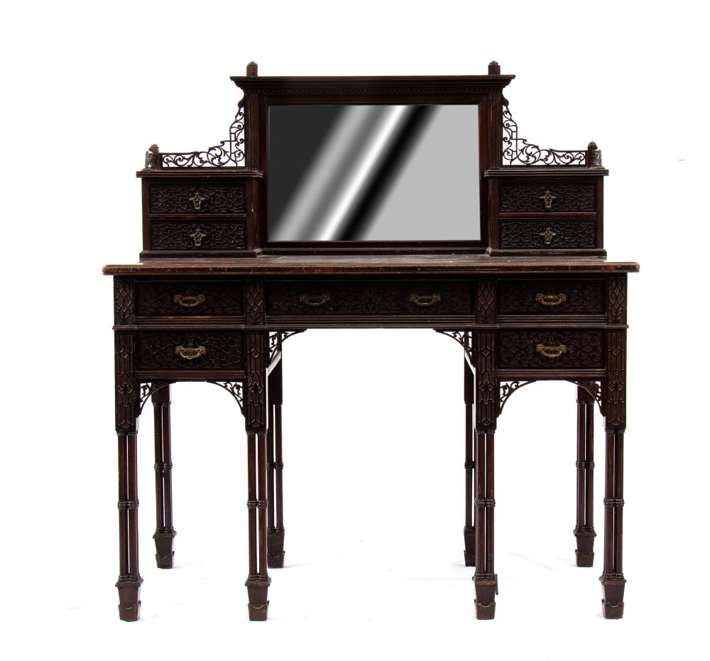 EDWARDS AND ROBERTS Chippendale-style English dressing table desk 19th century (1 of 9)