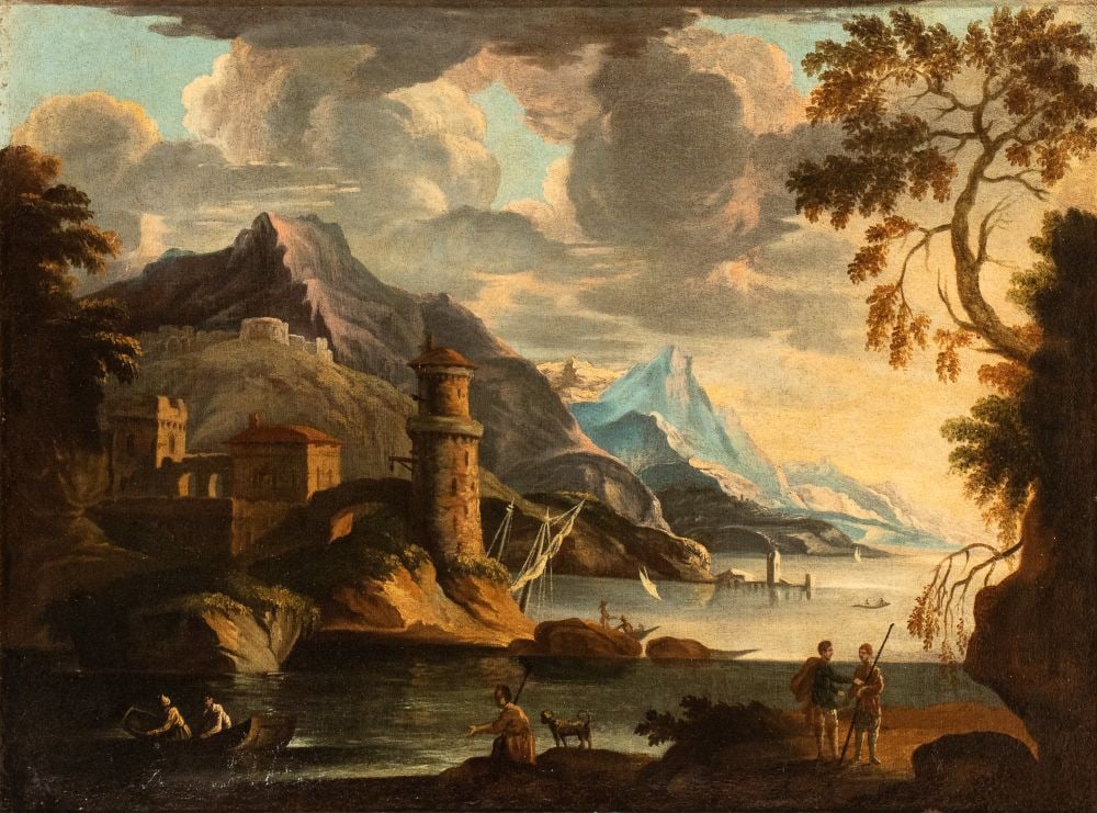 Artista italiano, XVIII secolo Landscape with bay 18th century (1 of 5)