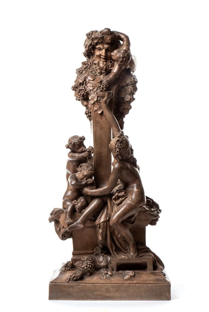 LOUIS-ROBERT CARRIER-BELLEUSE (Parigi, 1848 - 1913) Large terracotta figure of Bacchus and a (1 of 7)