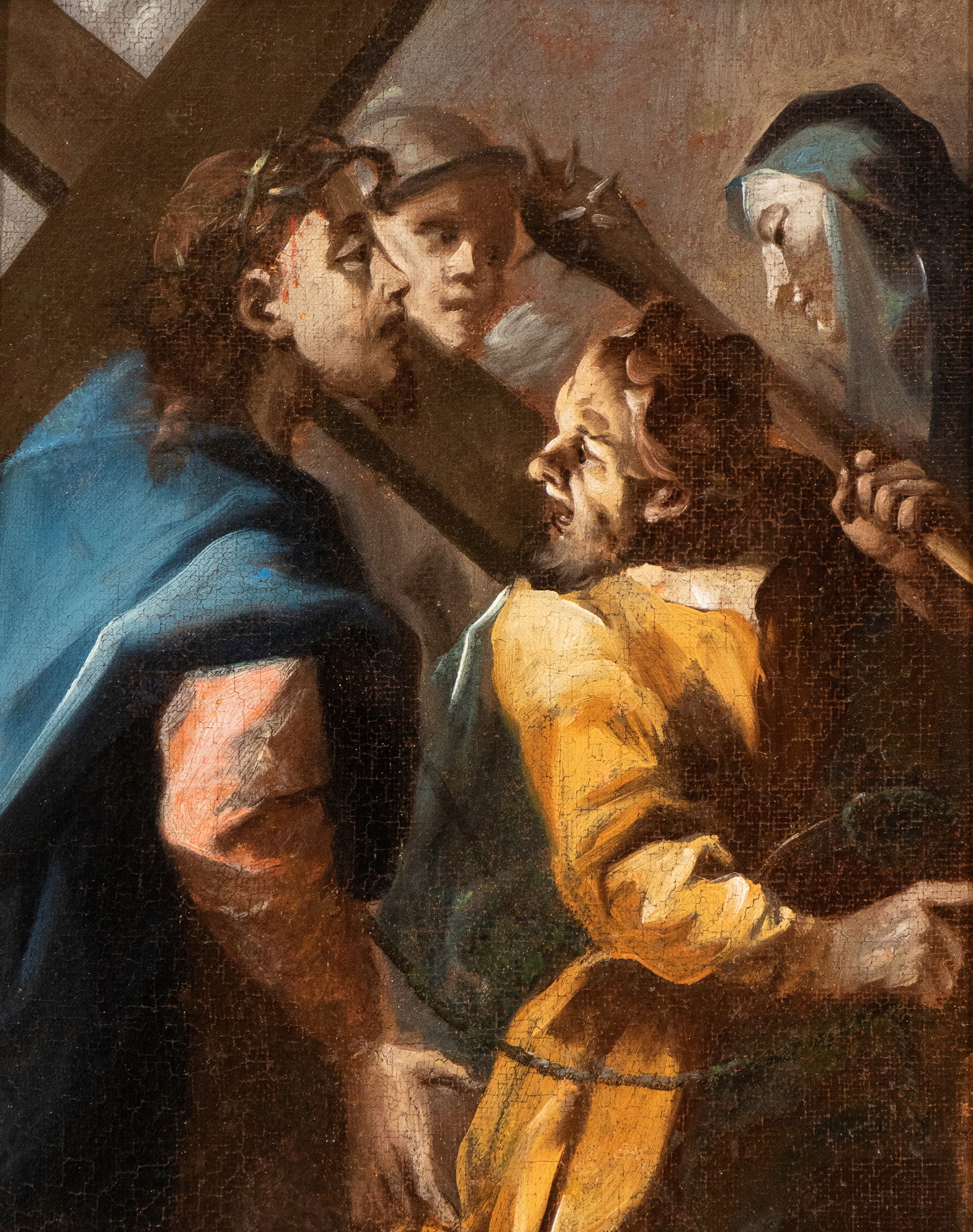 Artista lombardo, XVIII secolo (): Christ Carrying the Cross Oil on canvas laid on panel cm. 50x39,5. Framed
