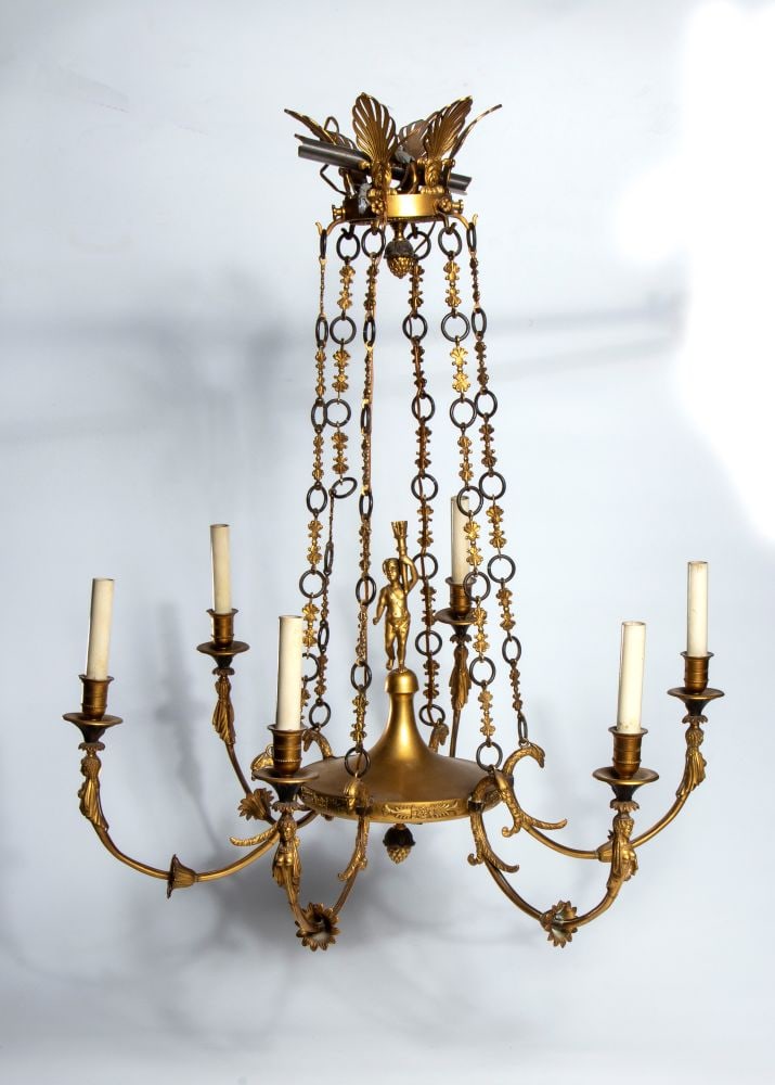 Gilded bronze Empire-style chandelier - France, 19th century (1 of 4)