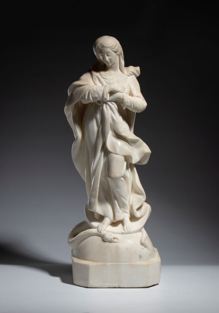 Marble sculpture depicting the Immaculate Conception - Tuscan area, 18th century (1 of 3)