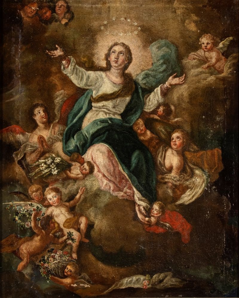 Artista meridionale, XVIII secolo () Oil on canvas Assumption - 18th century (1 of 5)