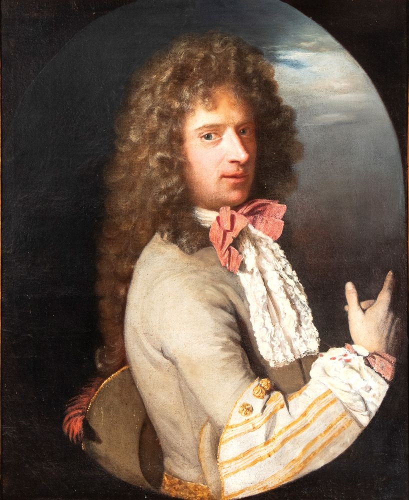 Portrait of a Gentleman Wearing a Wig - France, late 17th - early 18th century: Portrait of a Gentleman Wearing a Wig - France, late 17th - early 18th centuryHeight x width with frame: 89 x 75 cman important male half-length portrait in a three-quarter pose. Attributed to Hyacint