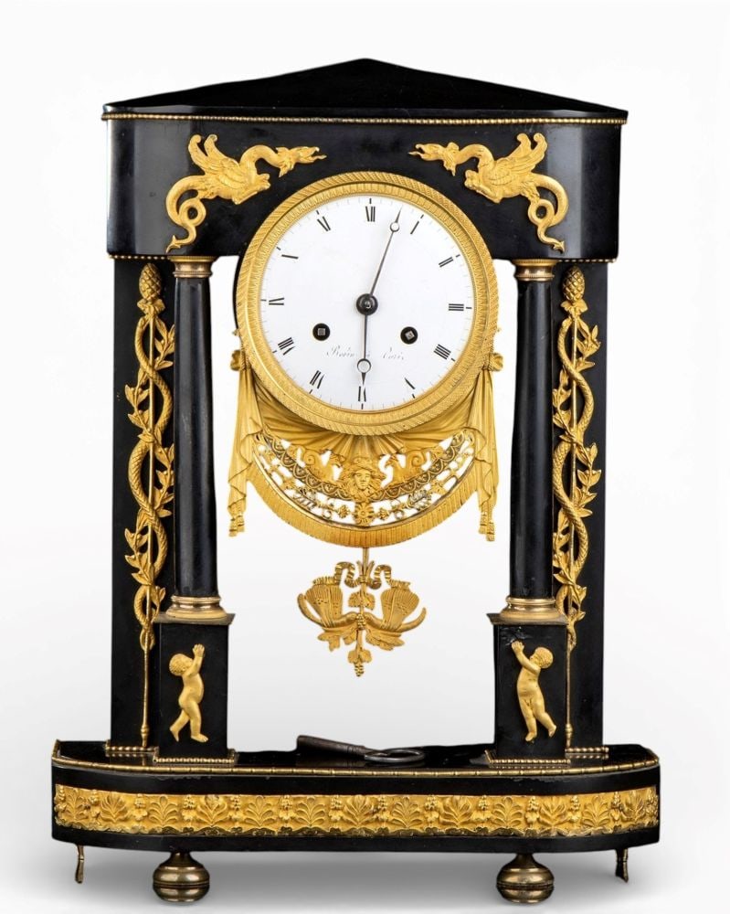 JEAN-JOSEPH ROBIN (1781 - 1856) Black Belgian marble mantel clock - Paris, circa 1815 (1 of 6)
