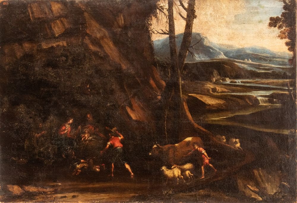 Artista attivo in Veneto, XVIII secolo () Landscape with shepherds and herds - 18th century (1 of 1)