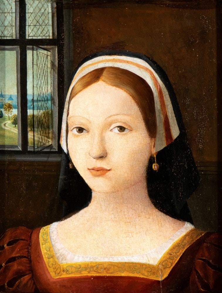 Artista attivo a Bruges, prima metà XVI secolo () Ritratto di giovane nobildonna con orecchini (1 of 2)