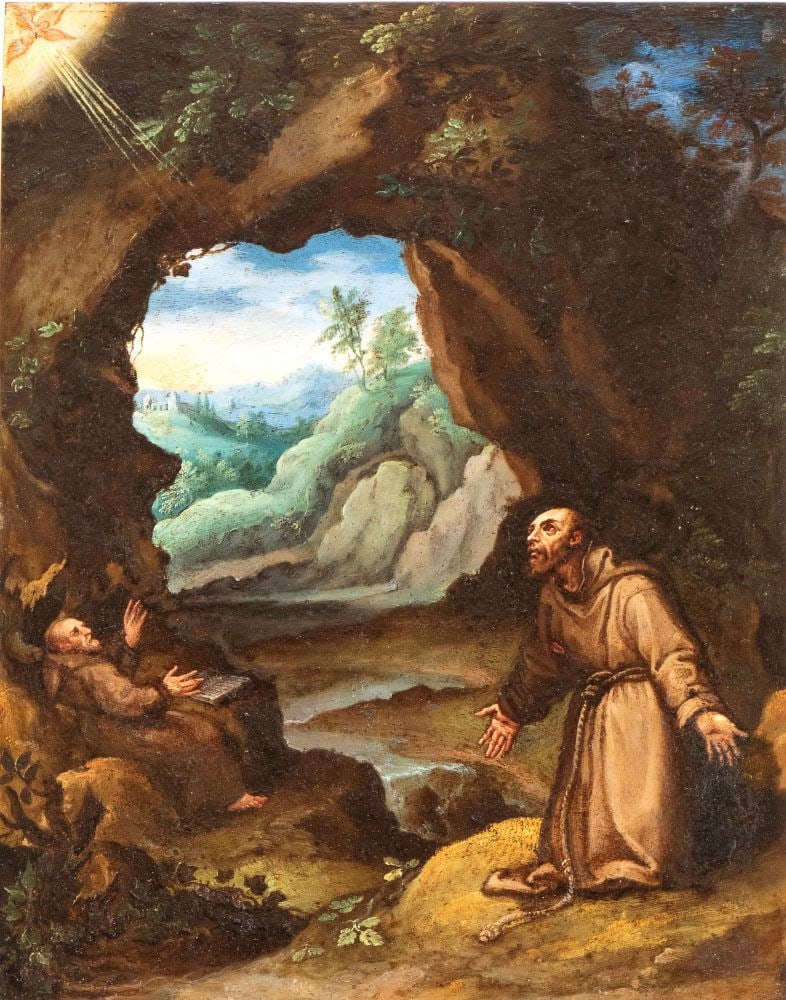 Girolamo Muziano (cerchia di) (Brescia 1532 - Roma 1592) San Francesco riceve le stimmate (1 of 4)