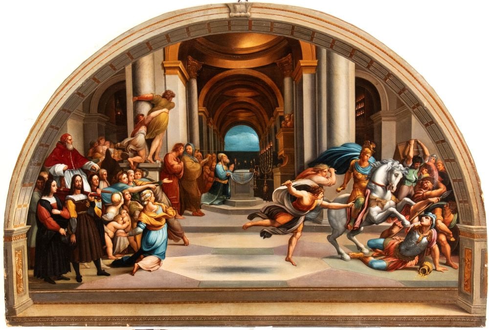 Raffaello Sanzio (copia da) (Urbino 1483 - Roma 1520) La cacciata di Eliodoro dal Tempio (1 of 4)