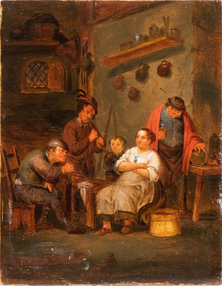 Gillis van Tilborgh (attribuito a) (Bruxelles 1625 - Bruxelles 1678) a) Interno di osteria con (1 of 10)