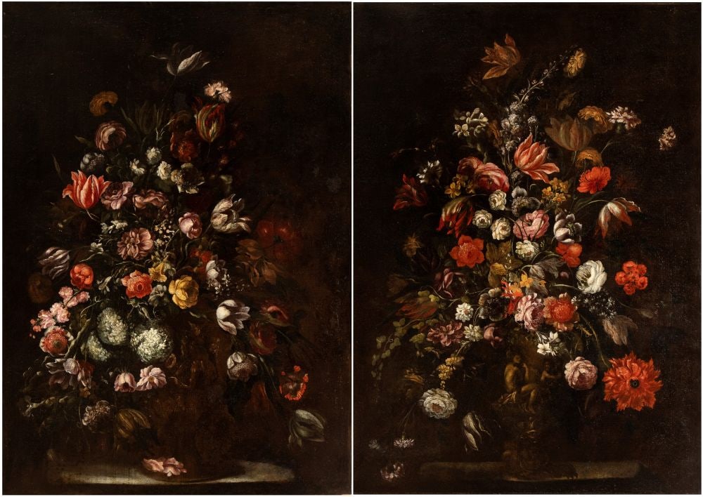 Artista attivo a Firenze, seconda metà XVII secolo () Coppia di grandi nature morte con (1 of 8)