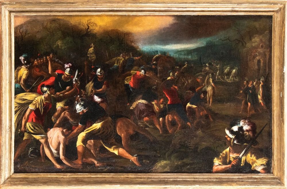 Artista napoletano, seconda metà XVII secolo () Milizie romane aggrediscono i civili di una (1 of 5)