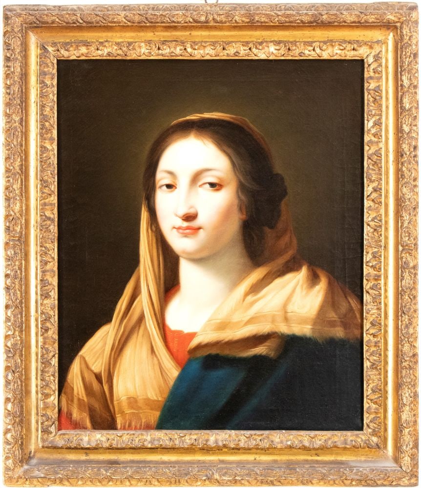 Virginia Vezzi o da Vezzo (Velletri 1601 - Prigi 1638) Ritratto di giovane gentildonna: Oil on canvas cm. 60,5x50. Framed After moving to Rome with her family in 1611, Virginia immediately showed an excellent artistic aptitude, although her first training remains uncertain. It is certain