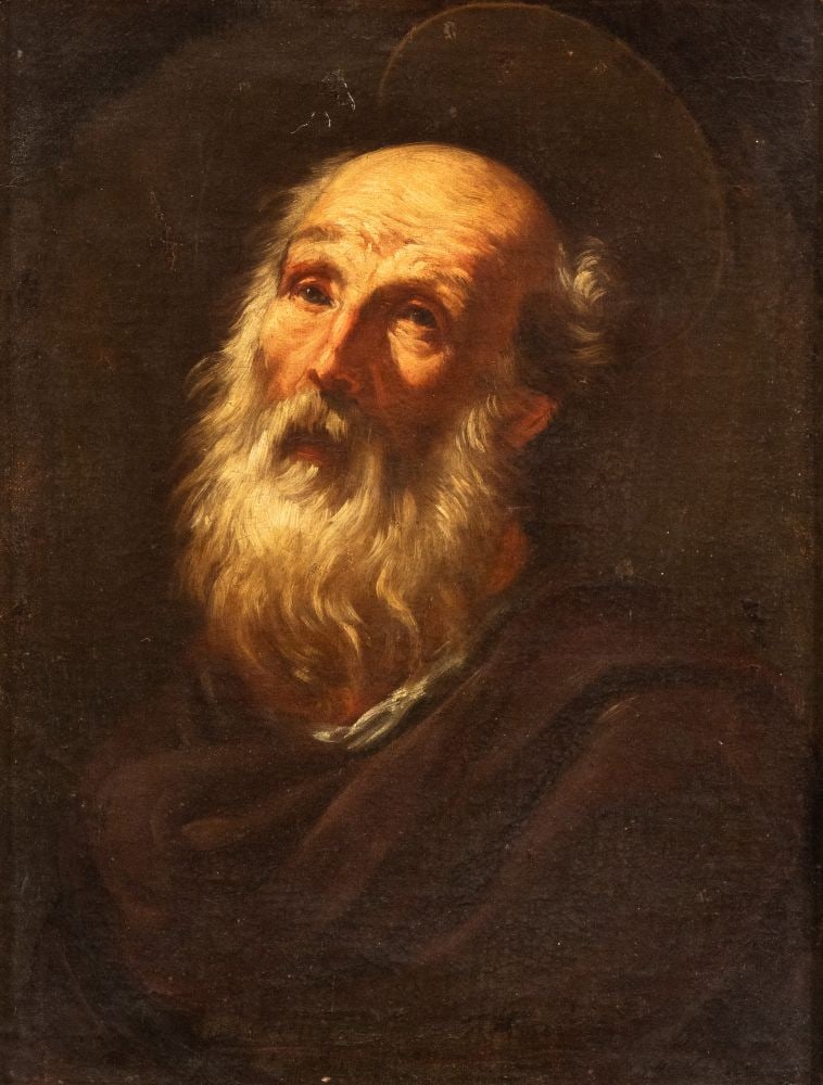 Luca Giordano (Napoli 1634 - 1705) Testa di santo barbuto (1 of 3)