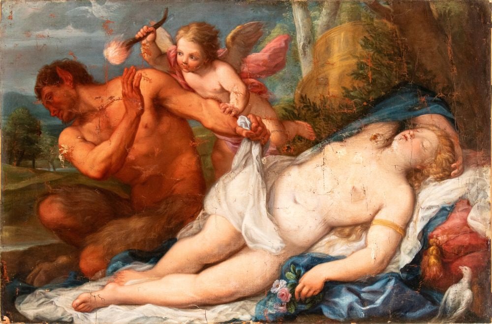 Sebastiano Ricci (seguace di) (Belluno 1659 - Venezia 1734) Cupido allontana un satiro da Venere (1 of 5)