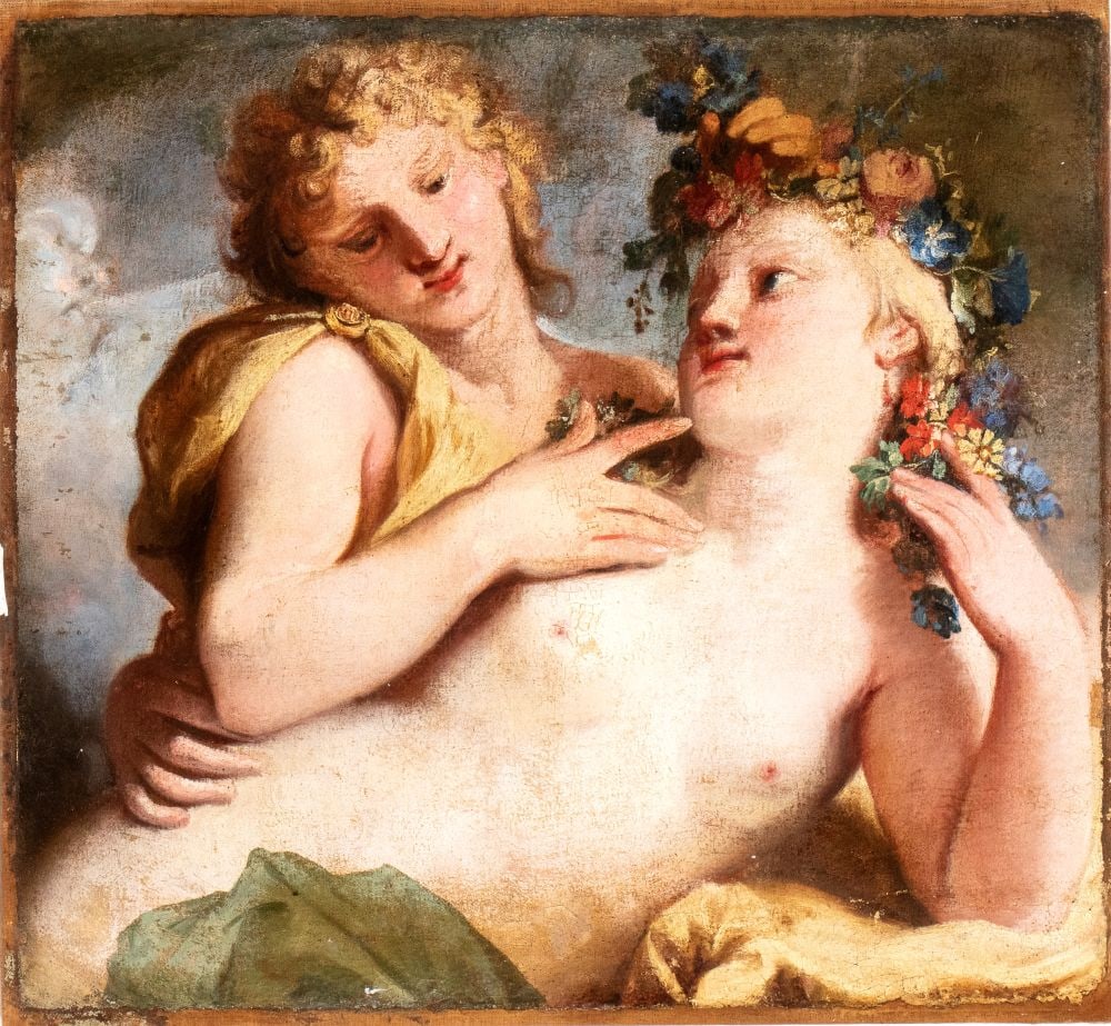 Giovanni Antonio Pellegrini (ambito di) (Venezia 1675 - Venezia 1741) Apollo e Cerere (1 of 2)