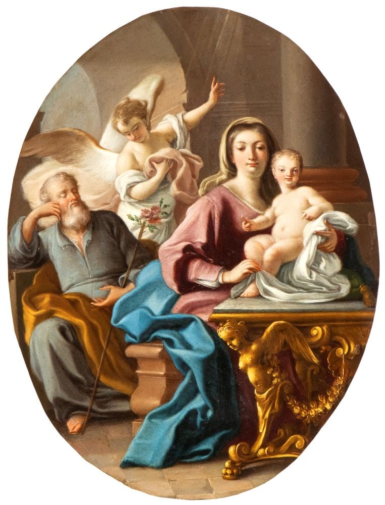 Artista napoletano, prima metà XVIII secolo () Sacra Famiglia con l'angelo (1 of 3)