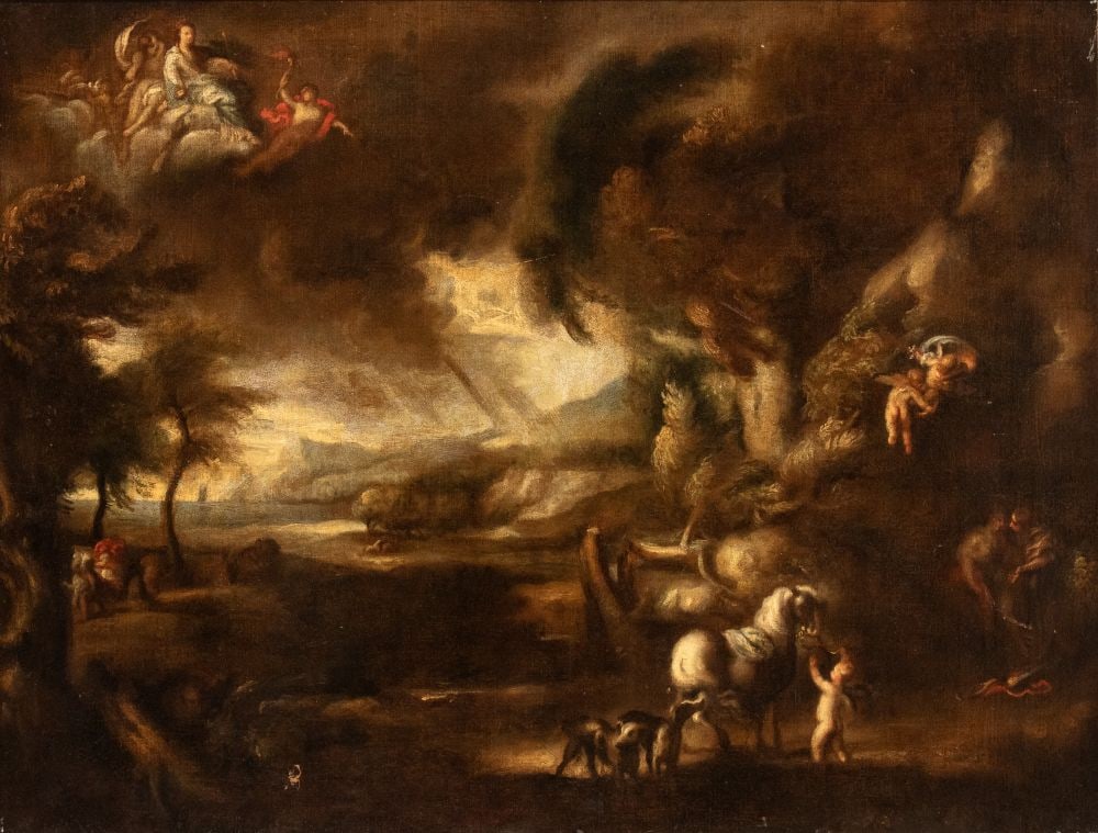 Livio Mehus (attribuito a) (Oudenaarde 1627 - Firenze 1691) Scena mitologica in un paesaggio (1 of 4)