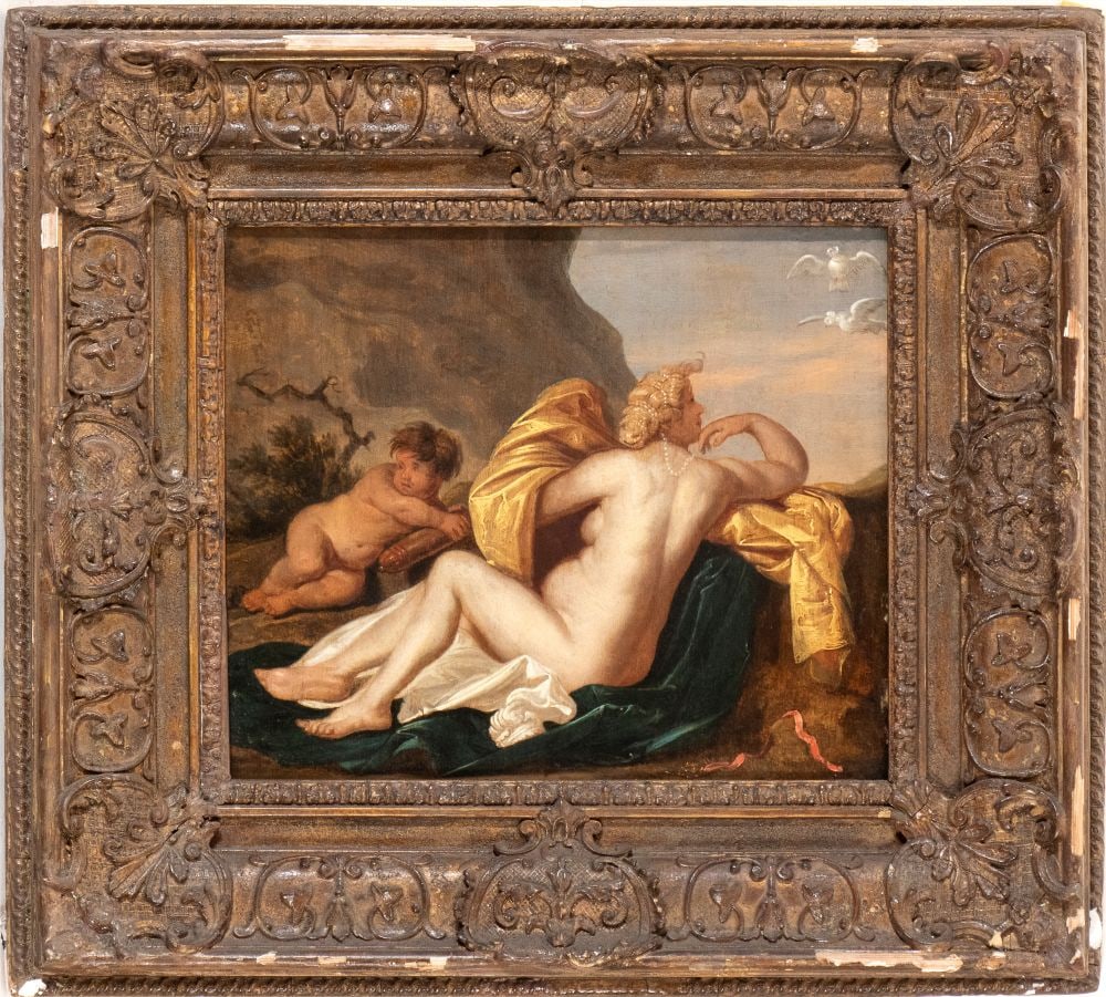 Jacob Gerritsz Cuyp (attribuito a) (Dordrecht 1594 - 1652) Venere in un paesaggio con un putto (1 of 4)
