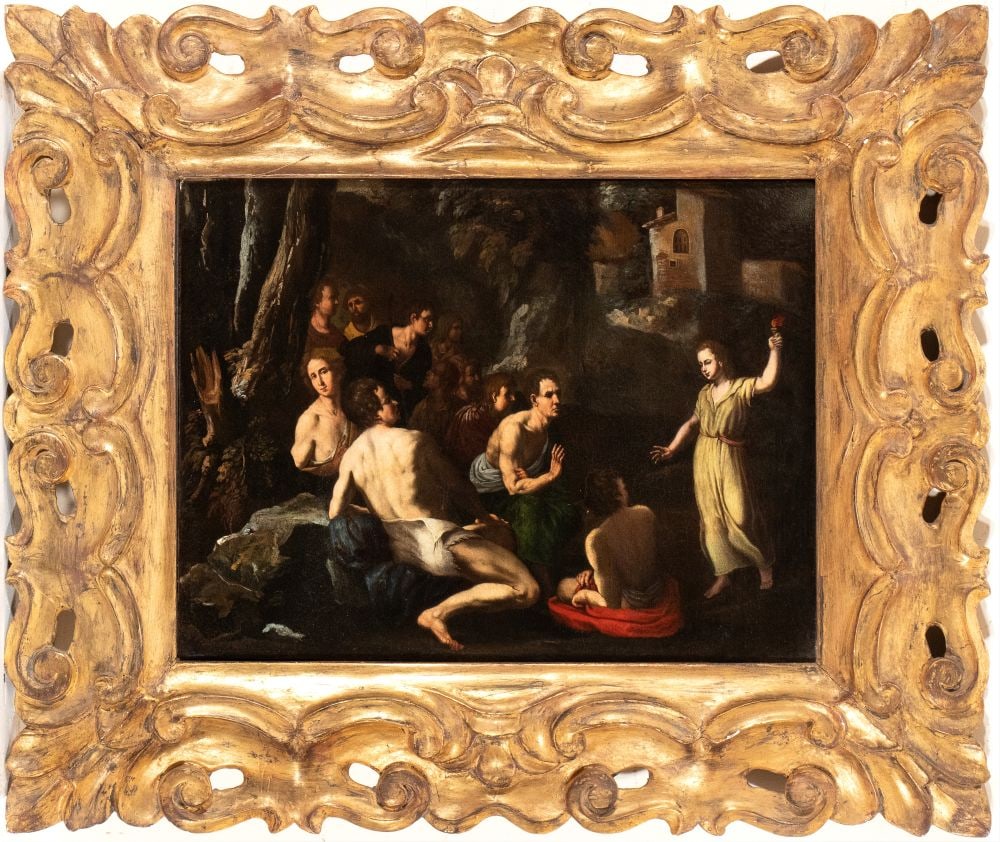 Artista attivo a Napoli, prima metà XVII secolo () Scena allegorica con fanciulla con fiaccola (1 of 5)