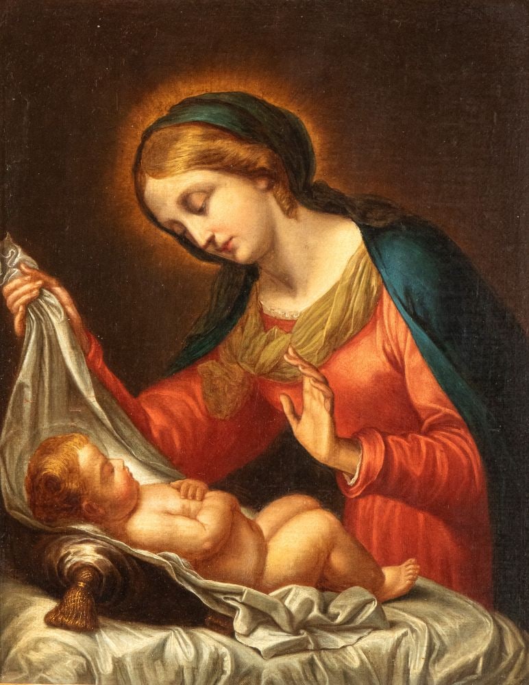 Carlo Dolci (seguace di) (Firenze 1616 - 1686) Madonna con il Bambino dormiente (1 of 4)