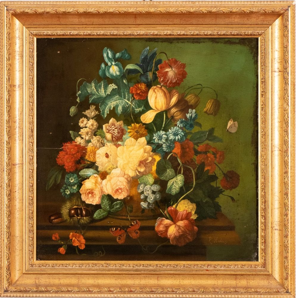 Artista fiammingo, XVIII secolo () Natura morta di fiori in un vaso (1 of 3)