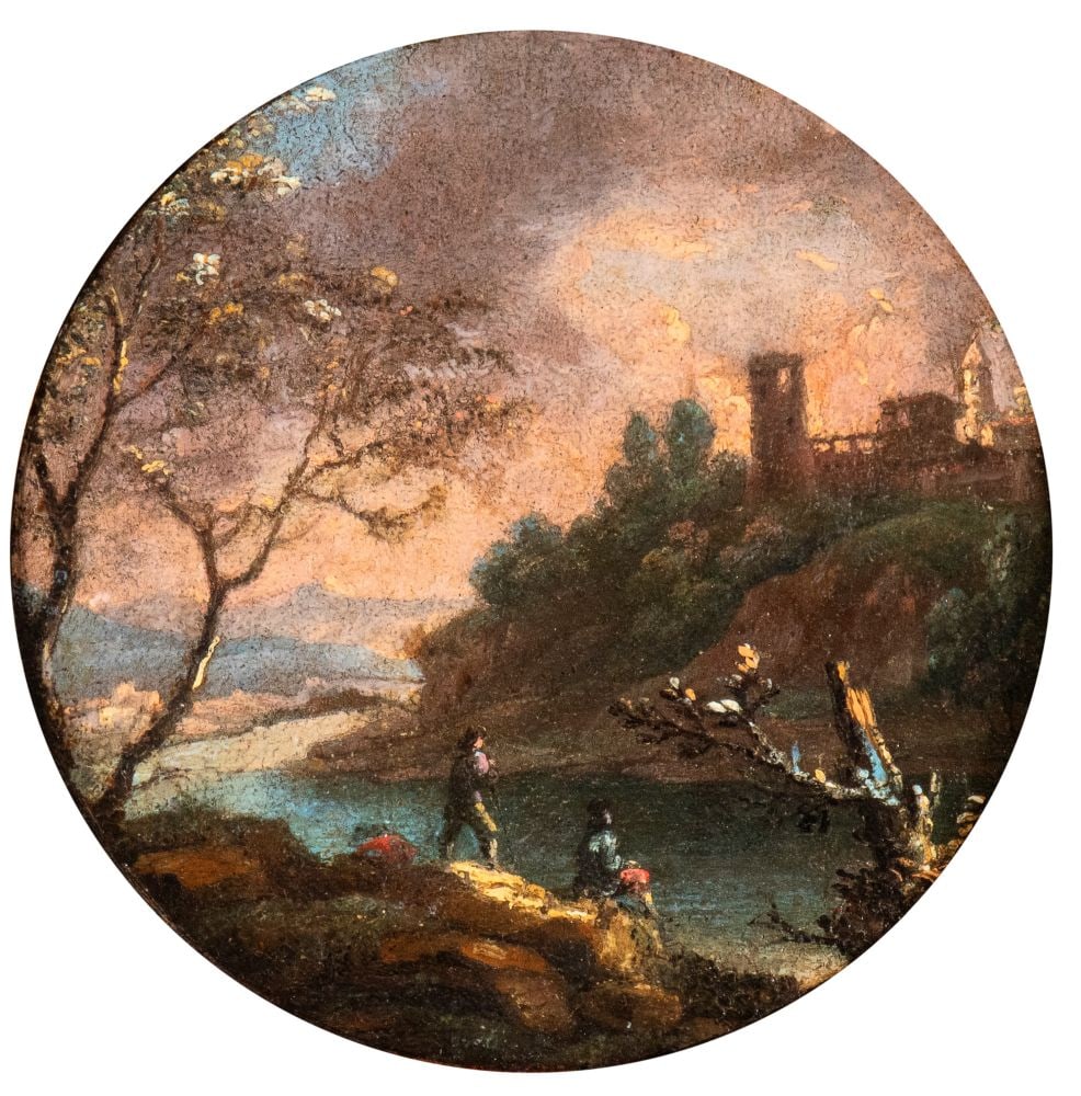 Alessio De Marchis (ambito di) (Napoli 1684 - Perugia 1752) a) Paesaggio fluviale con figure e (1 of 6)