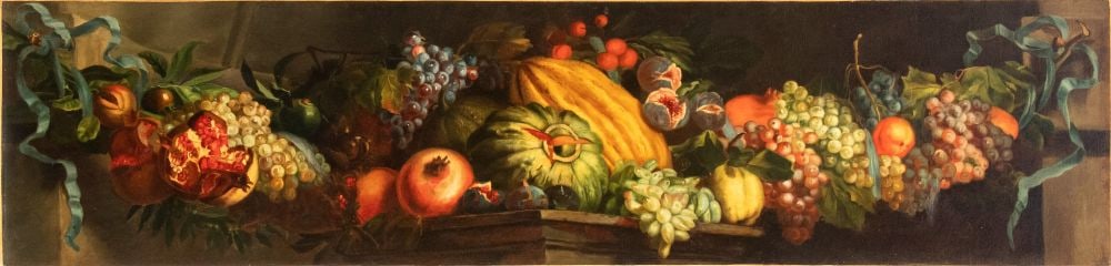 Artista attivo a Roma, XIX secolo () Natura morta con festone di frutta (1 of 3)