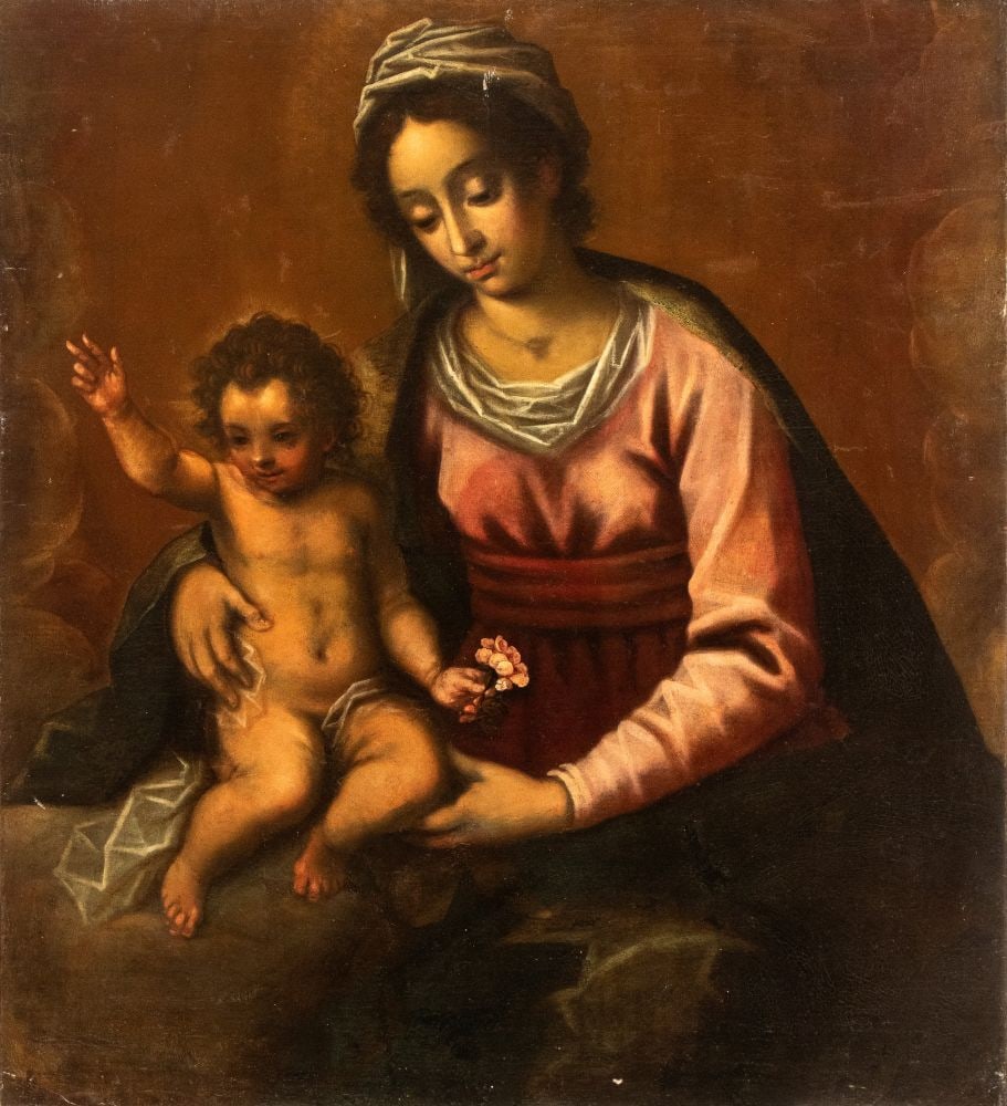 Artista emiliano, seconda metà XVII secolo () Madonna con Bambino (1 of 4)