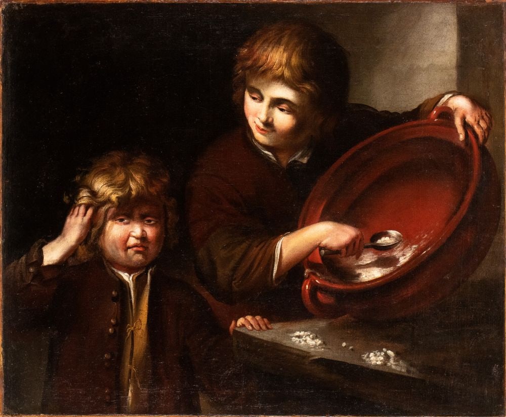 Artista lombardo, XVII secolo () Scena di genere con due fanciulli in cucina (1 of 3)
