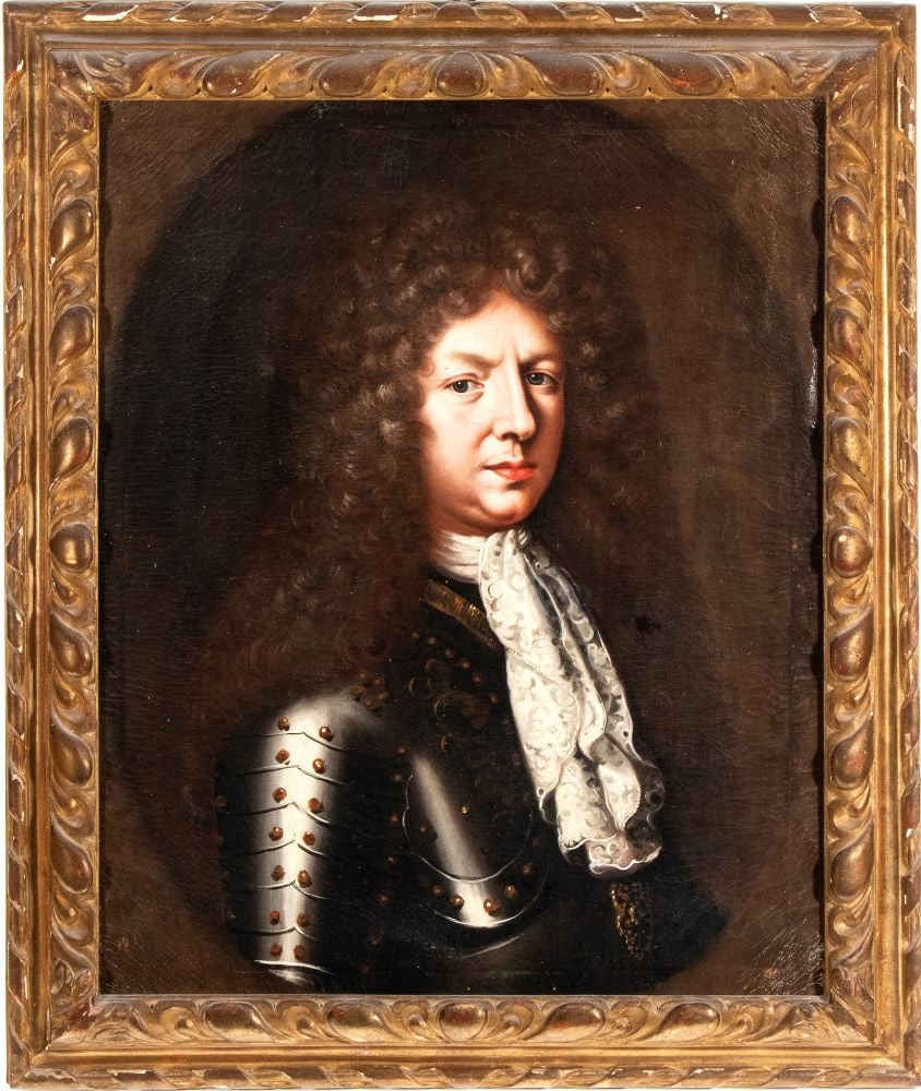 Portrait of a Gentleman in Armor: Portrait of a Gentleman in ArmorHeight x width with frame: 85 x 71 cmFrance, early 18th centuryin an elegant three-quarter profile, clad in burnished armor. A work by Nicolas de Largillière.Item