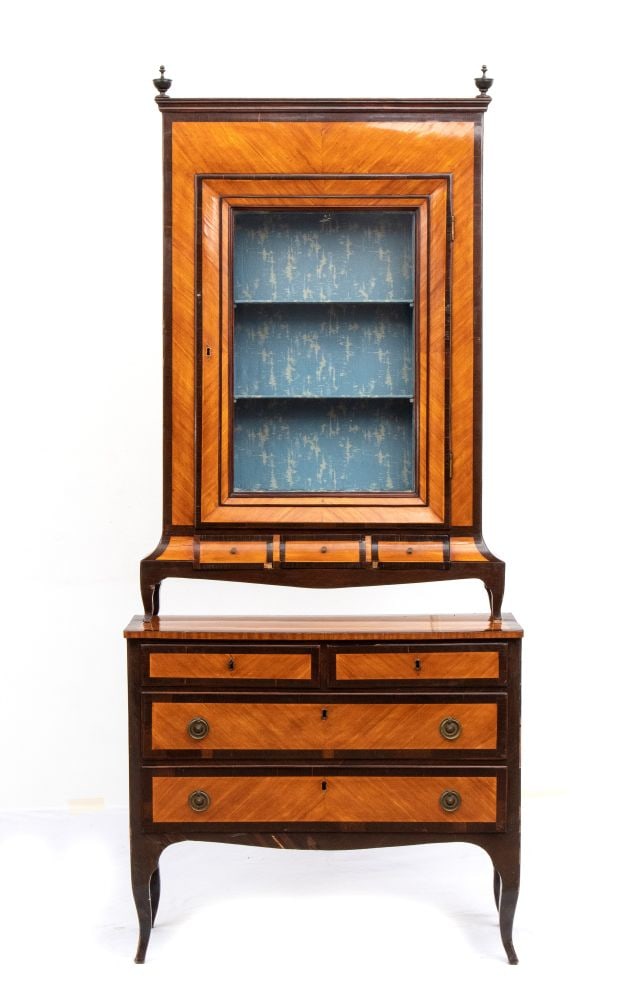 Chest of drawers with raised display cabinet (1 of 10)