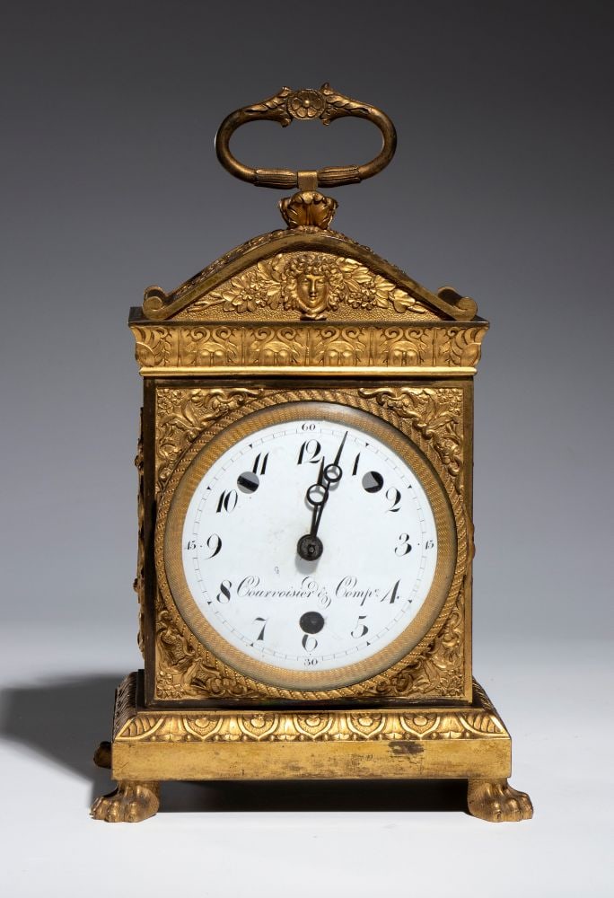 Courvoisier & Comp () Gilded bronze table clock Empire period (1 of 7)
