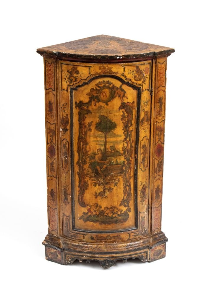 Lacquered and painted italian corner cabinet (1 of 7)