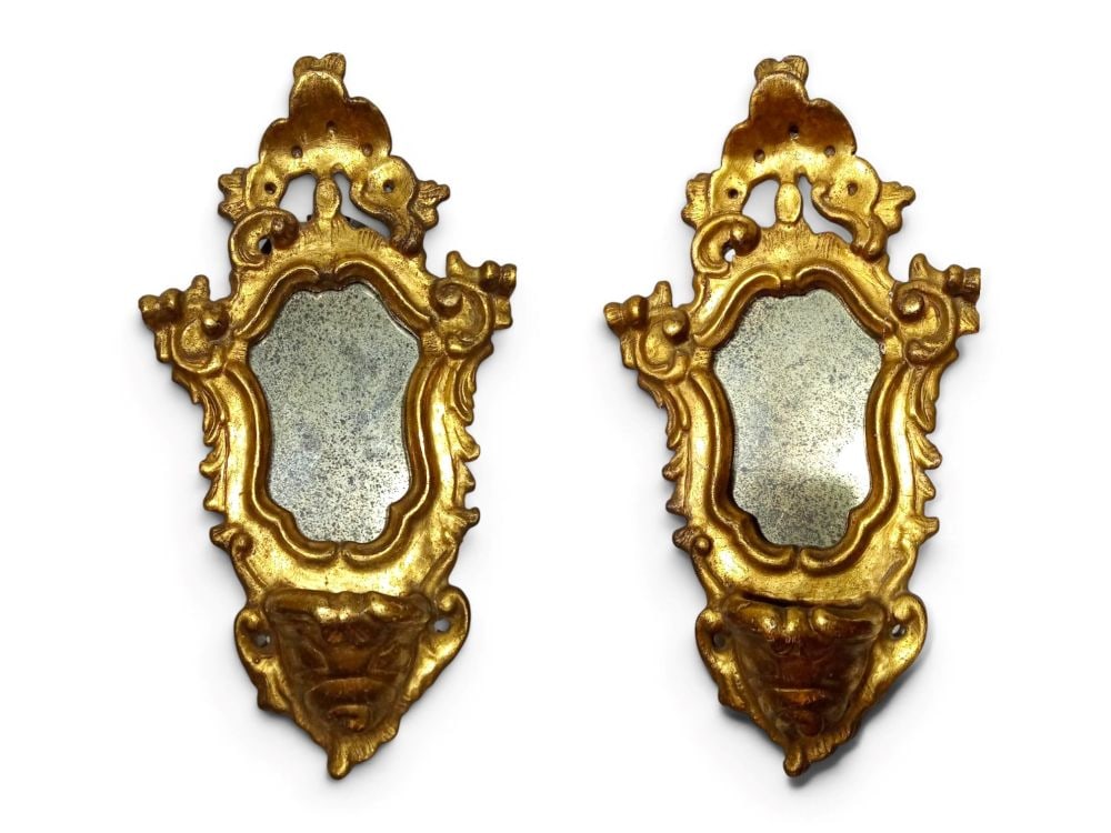 Pair of gilded wooden holy water fonts (1 of 2)