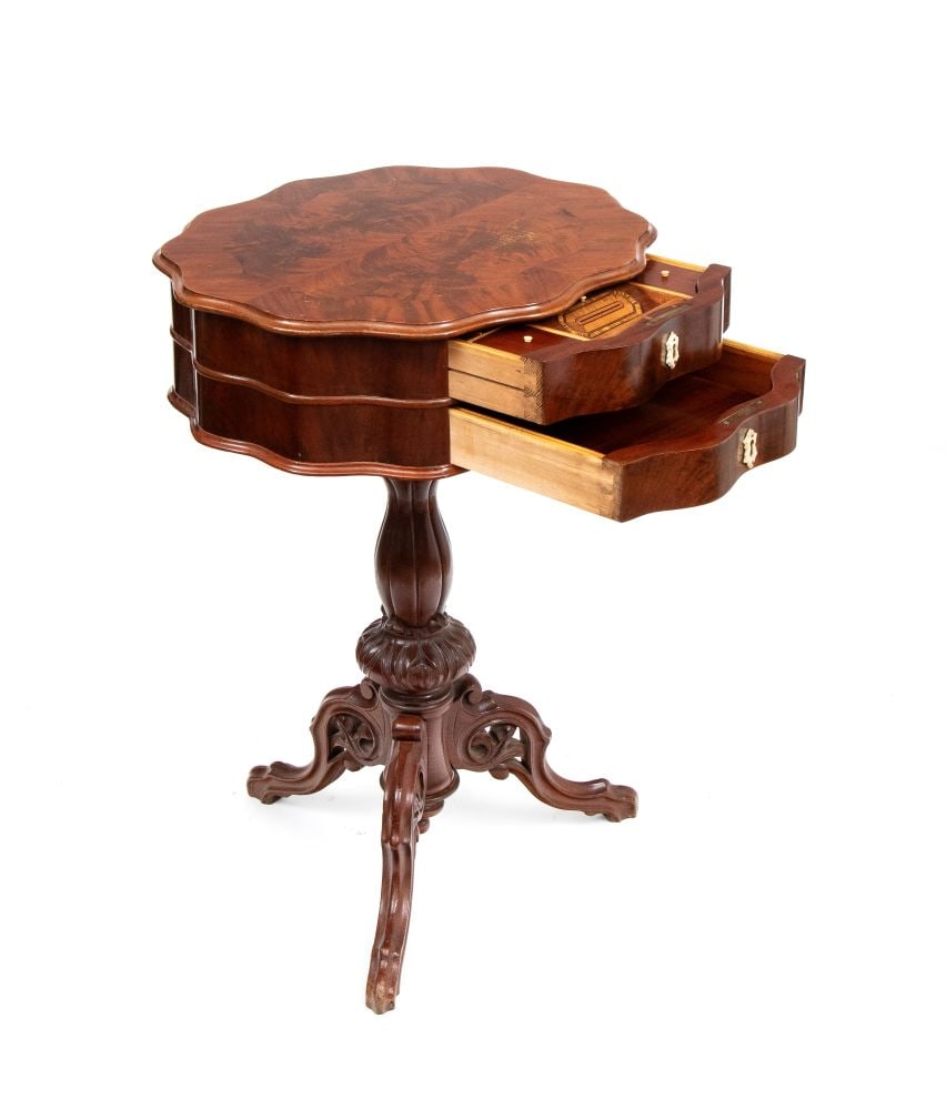 Biedermeier-style flower-shaped work table - 2