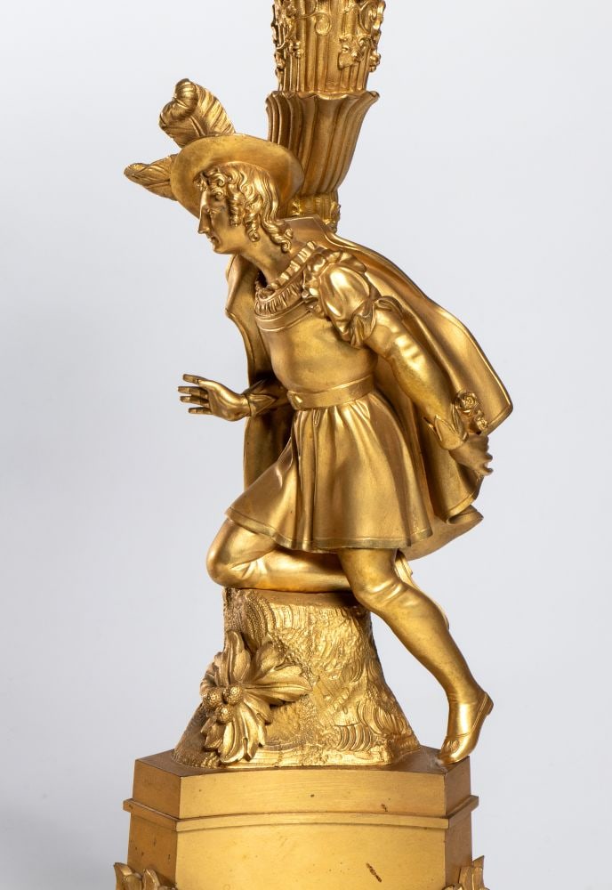 Pair of French gilded bronze candlesticks - France, mid-19th century - 3
