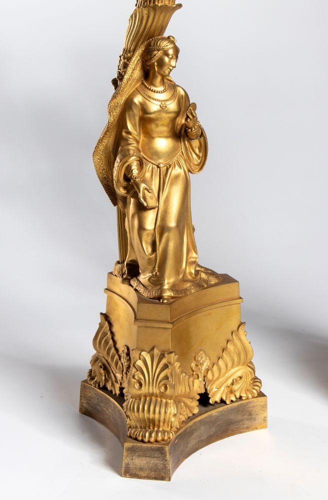 Pair of French gilded bronze candlesticks - France, mid-19th century - 5