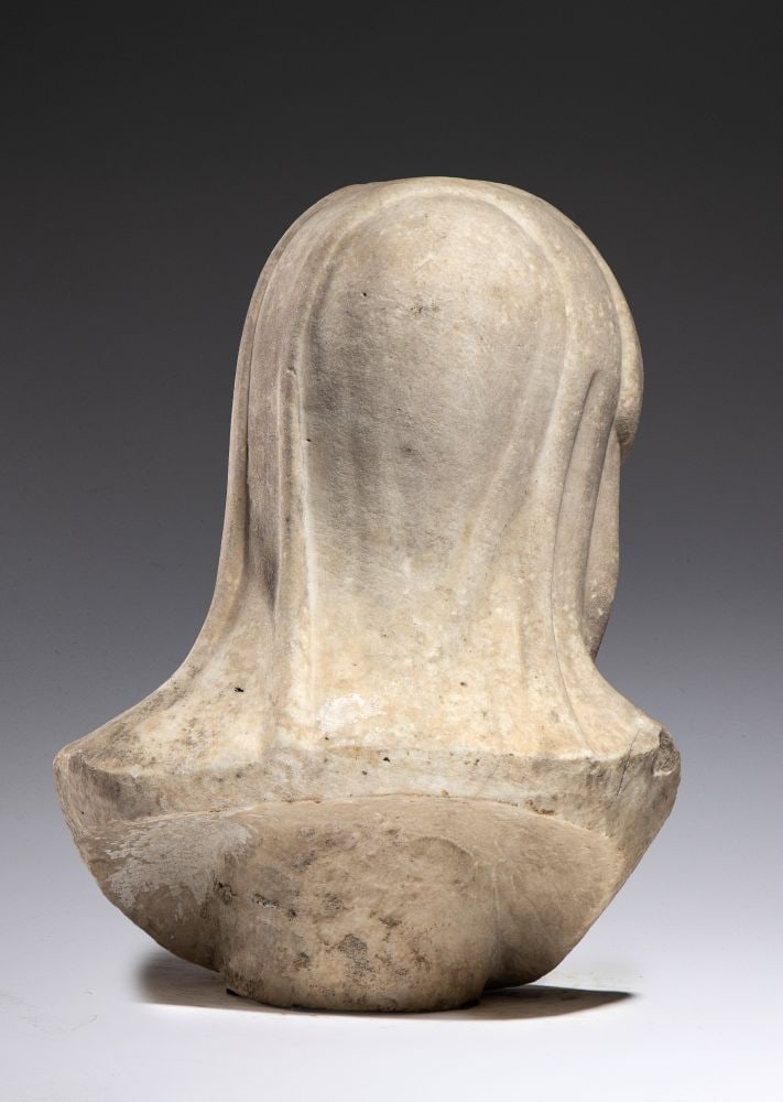 Marble bust of a veiled Madonna - Italy, 18th century - 5