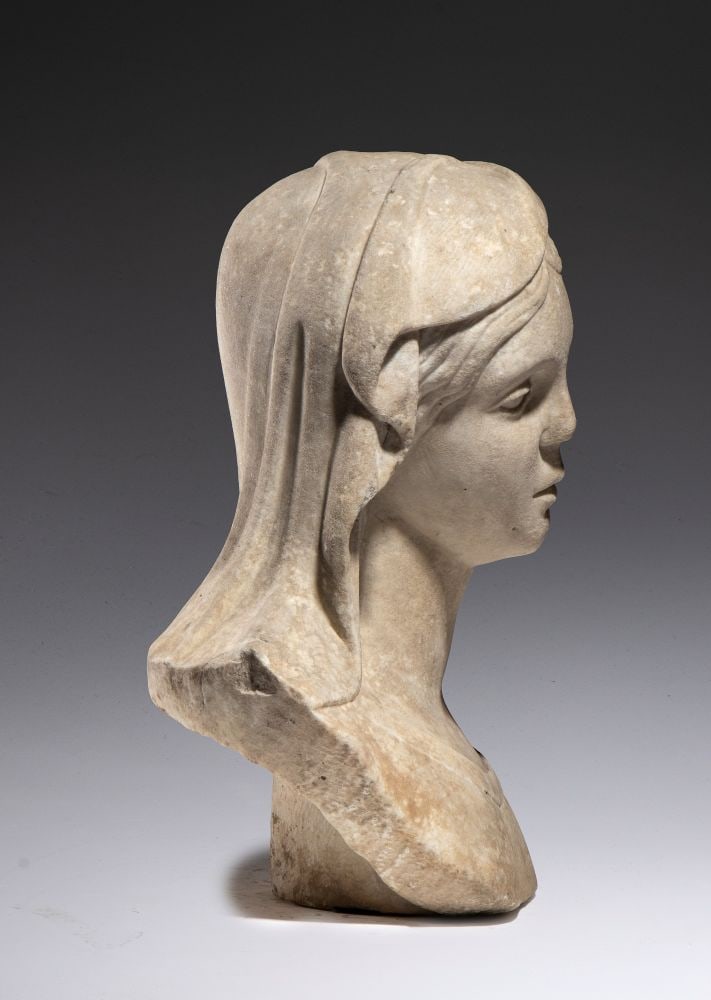 Marble bust of a veiled Madonna - Italy, 18th century - 6