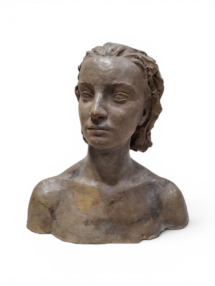 Terracotta bust of a woman - 20th century (1 of 2)