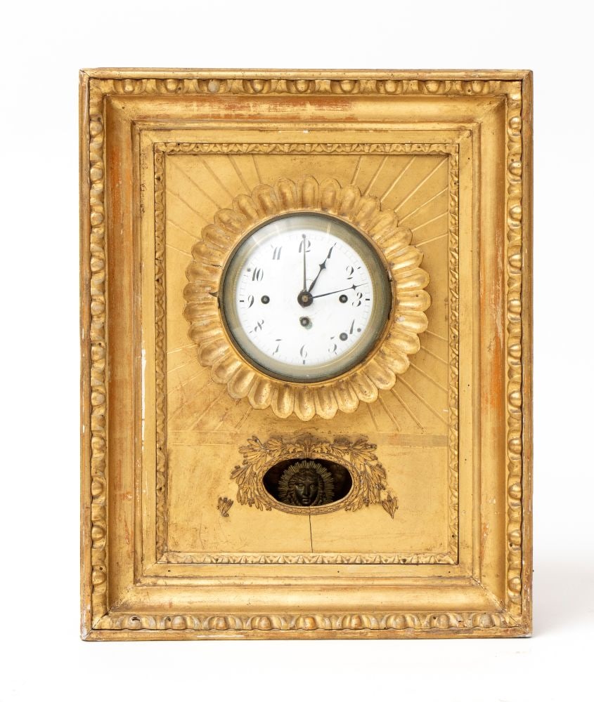 Austrian wall clock made of gilded wood - Austria, early 19th century (1 of 4)